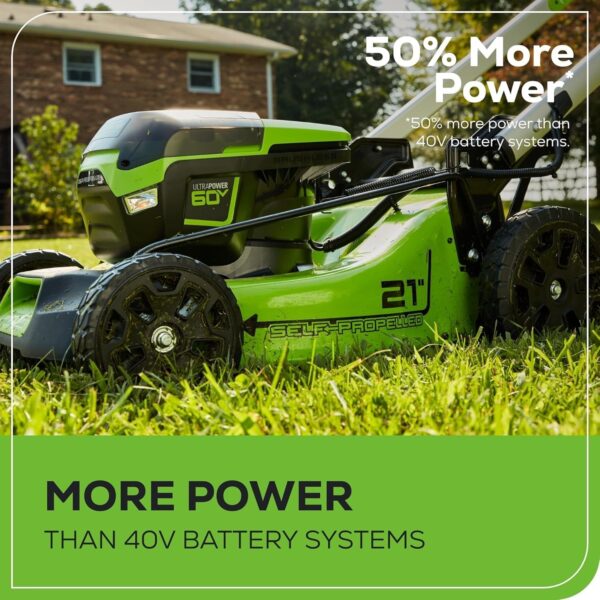 e09e30fa12ac49cdb0638d13fd45a3af 60V 21” Cordless (Self-Propelled) Lawn Mower , 2 x 4.0Ah Batteries and Dual Port Rapid Charger