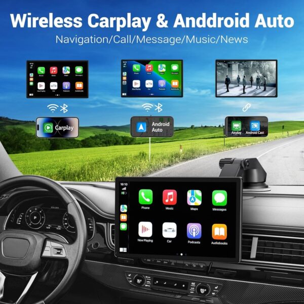 e0a7ea9ed6d54ed49a13c970fe45eb59 Wireless Apple Carplay Screen for Car 4K Dash Cam, 9′′ Portable Apple Carplay & Android Auto Car Stereo, with 1080p Backup Camera, GPS Navigation/Mirror Link/Voice Control/Bluetooth