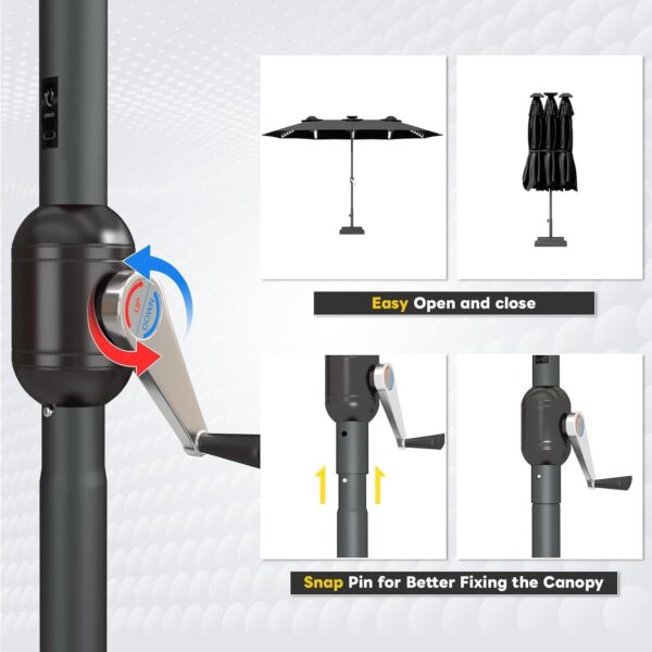 e0aa8f5153164dc894ae133e928c2e2d 15ft Patio Umbrella with Solar Lights, Large Double Umbrella Outdoor, Rectangle 180”x106” Umbrellas with 156 PCS LED Lights and Crank Handle for Backyard Deck Pool Shade in Black(1.9′′ Pole)
