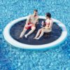 Round Inflatable Floating Dock, Sunchill Float Ring, Hammock Tanning Pool with 4in Woven Fabric, Manual Pump for 1-2 Min Quick Inflate/Deflate, Fits 2-8, Ideal for Lakes, Pools, Oceans