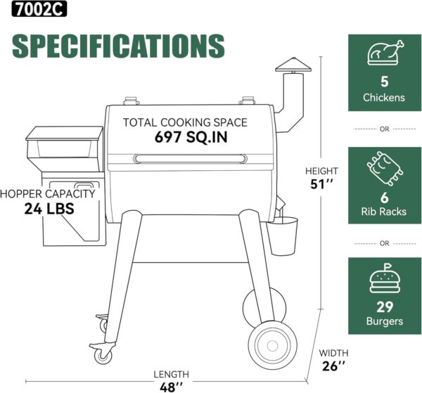 e1045fdfebb347b39a10b7d7c0c24fad Z GRILLS Wood Pellet Grill Smoker with 552 Cooking Area & Front Shelf for Outdoor BBQ, Smoke, Bake and Roast, 550C