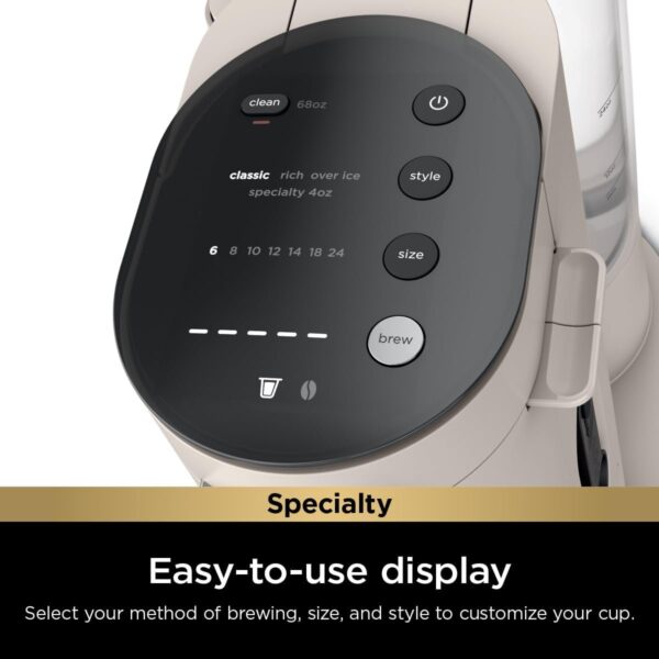 e18761f64e9c49b5b782c823bba706b7 Ninja Pod & Grounds Specialty XL Single-Serve Coffee Maker, K-Cup Pod Compatible, Brews Grounds, Compact Design, Built-In Milk Frother, 68-oz. Reservoir, 6-oz. Cup to 24-oz. Mug Sizes, Stone, PB055AST
