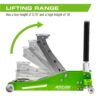 A20018 3-Ton Lightweight Aluminum Floor and Car Jack with Quick Rise