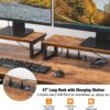 Furologee Computer Desk with Drawer and Power Outlets, 47′′ Office Desk with 2 Monitor Stands and Fabric File Cabinet, Writing Gaming Table with Shelves and 2 Hooks for Home Office, Rustic Brown