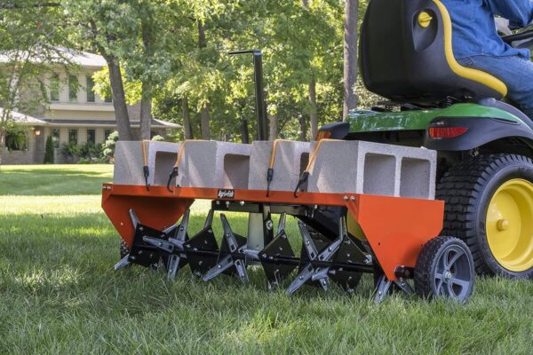 Agri-Fab 45-0604 18′′ x 48′′ Tow Behind Poly Lawn Roller 550 lbs Weight with Water, Poly Drum and Steel Frame, with Plug. Designed for Lawn and Garden Tractors