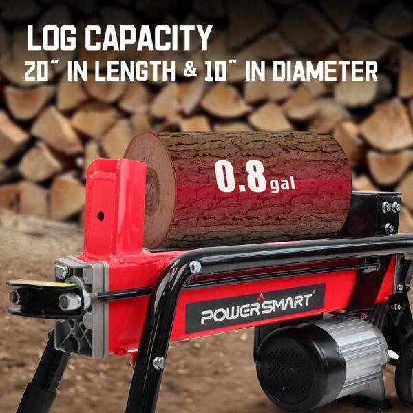 PowerSmart Electric Log Splitter 7-Ton – Efficient Wood Splitter with 3500 Motor Speed, 15 Amp, Horizontal Full Beam Design and Steel Wedge for Firewood & Kindling Cutting