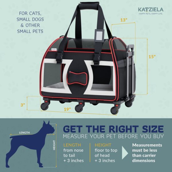 Bone Cruiser PRO Pet Carrier with Removable Wheels and Double Telescopic Handle