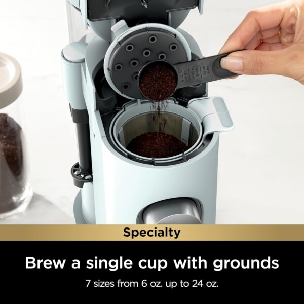 Ninja Pod & Grounds Specialty Single-Serve Coffee Maker, K-Cup Pod Compatible, Brews Grounds, Compact Design, Built-In Milk Frother, 56-oz. Reservoir, 6-oz. Cup to 24-oz. Mug Sizes, Stone, PB051ST