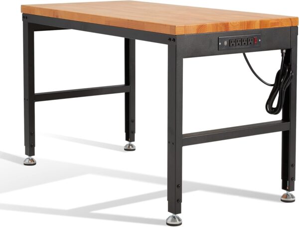 HABUTWAY Height Adjustable Workbench 48′′ 2000 Lbs Capacity Oak Wood Work Station
