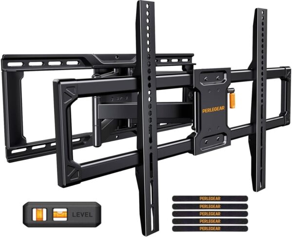 e28b6955af1a441aad63732b0bdd65b6 Perlegear UL-Listed Full Motion TV Wall Mount for 42–90 Inch TVs up to 150 lbs, Pre-Assembled TV Mount with Tool-Free Tilt, Swivel, Extension, Max VESA 600 x 400mm, 12′′/16′′/18′′/24′′ Wood Studs, PGLF16