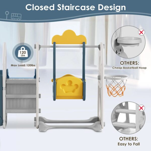 e2a11e463be64be6a5b37374c1357f99 BIERUM 5 in 1 Toddler Slide and Swing Set for Toddlers Age 1-3