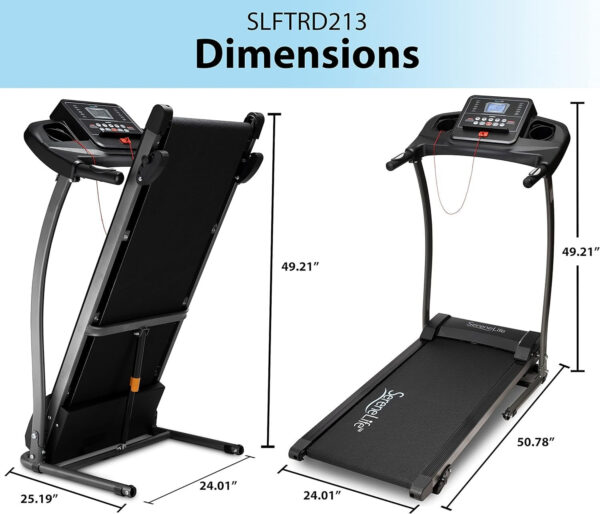 SereneLife Folding Treadmill – Foldable Home Fitness Equipment with LCD for Walking & Running – Cardio Exercise Machine – Preset and Adjustable Programs – Bluetooth Connectivity
