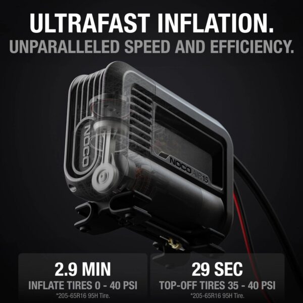 e2ba3c1cc9ec4de49abb3741a1003bdf UltraFast 15A Tire Inflator, 12V Portable Air Compressor Pump, Rated at 80 PSI, Inflates Tires from 0-40 PSI in 2.9 Minutes with a Digital Gauge, Smart Pressure and Auto-Shutoff