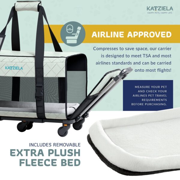 Quilted Chariot PRO Pet Carrier With Removable Wheels and Double Telescopic Handle