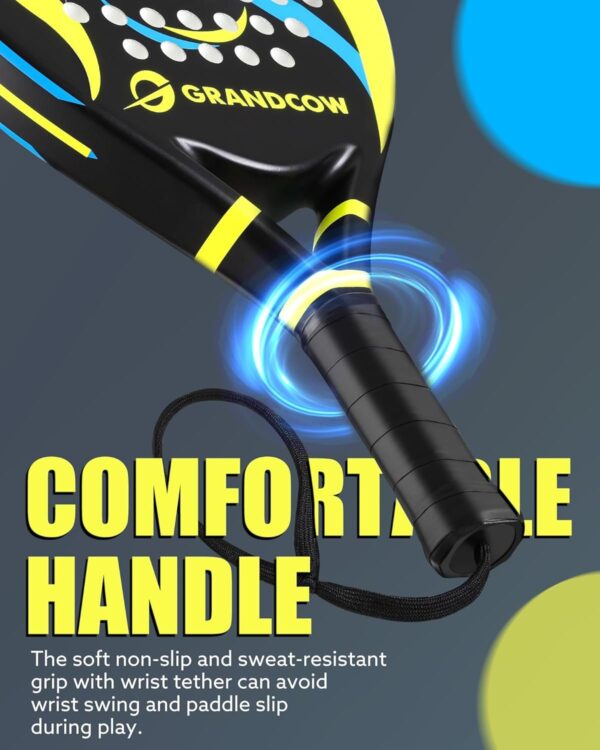 Padel Racket raqueta pala de Padel Tennis Racket Set Beginner Full Package with Cover, 3 Balls, Headband, Wristband and Backup overgrip