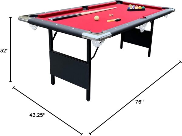e3566153260241698f63c7fe894f4163 Hathaway Fairmont 6 Ft Portable Pool Table, Adults Folding Billiards Tables for Game Room with Easy Foldable Storage, Includes Full Set of Billiard Balls, Cues, Chalk & Brush