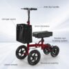 Knee Scooter for Foot Surgery, Leg Walker for Broken Foot Ankle Injuries, Dual Braking System Lightweight & Foldable Rolling Crutch Alternative (Red)