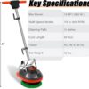 Commercial Floor Scrubber Machine with Brushes and Pads, Heavy Duty Floor Buffer Polisher and Cleaner- Deep Cleaning Tile and Grout, Hardwood Floors and Carpets without Getting on Hands and Knees