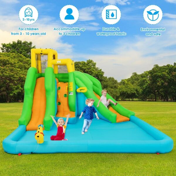e3a3f5b49bfa4811984326ae027583cf Inflatable Water Park Bounce House w/Climbing Wall Two Slides and Splash Pool