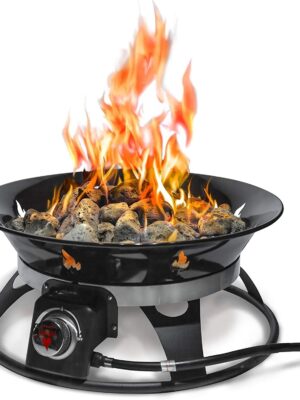 Portable Propane Fire Pit, 21-inch, 58,000 BTU with Fire Pit Cover & Carry Kit, Smokeless Gas Firebowl