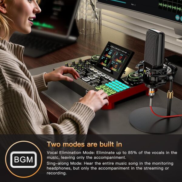 e3c50c65bf14423f83c3607a7d99e0c4 Podcast Equipment Bundle,with 3.5mm Condenser Microphone & Live Sound Card – Audio Mixer for Streaming, PC/Mobile Live Singing, Gaming Content Creators, Soundboard with USB Computer Interface