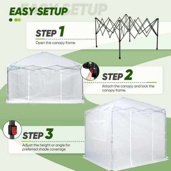 e42a9b2dec364d318e1fa1f7fda60d86 EAGLE PEAK 6×4 Portable Walk-in Greenhouse, Pop-up Indoor Outdoor Garden Green House, Zippered Door and Windows, PE Cover, White