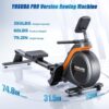 Magnetic/Water Rowing Machine 350 LB Weight Capacity – Foldable Rower for Home Use with Bluetooth, App Supported, Tablet Holder and Comfortable Seat Cushion