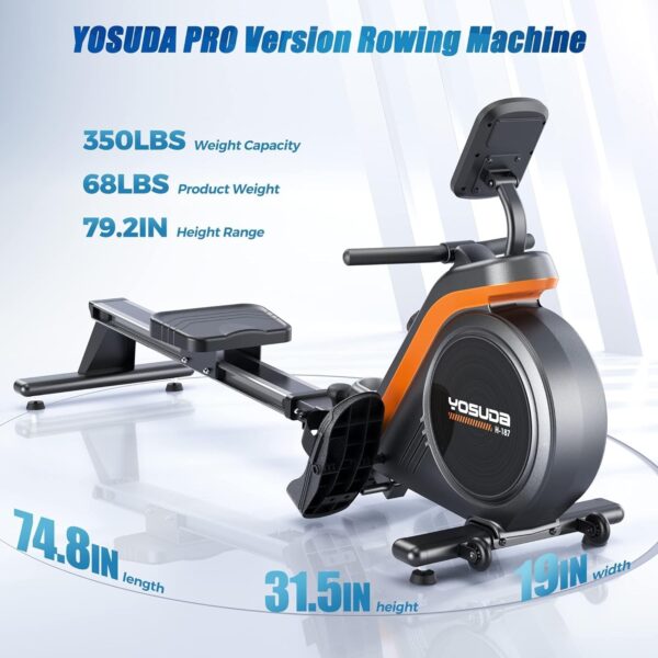 e473e274d2f347fb9284e61b19c78dfc Magnetic/Water Rowing Machine 350 LB Weight Capacity – Foldable Rower for Home Use with Bluetooth, App Supported, Tablet Holder and Comfortable Seat Cushion