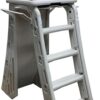 Confer Plastics 7200 Roll Guard 48′′ to 56′′ Adjustable A Frame Safety Ladder for Above Ground Outdoor Patio Swimming Pool Platform Ladder with Step Barrier, Warm Grey...