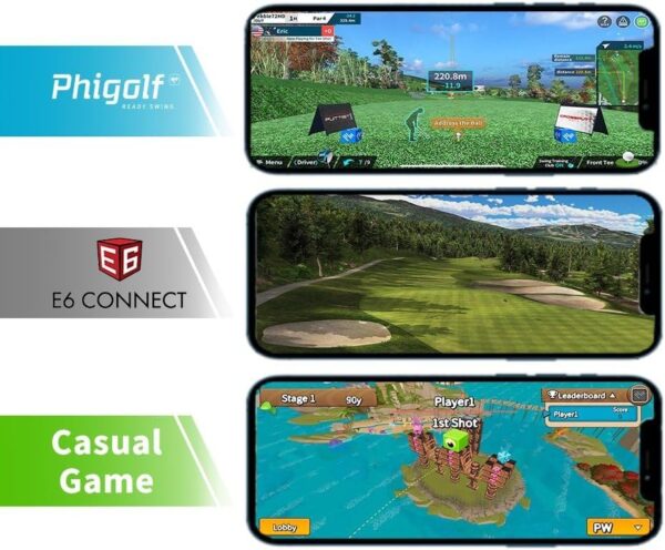 Home Golf Game Simulator: Enjoy Interactive Golf with Motion Sensor & Swing Stick for Indoor & Outdoor Fun – 38,000+ Courses Worldwide, Compatible with Android, iOS, App & E6 Connect