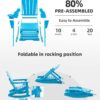 Folding Adirondack Rocking Chair,4-in-1 Multifunctional Patio Chair with Retractable Ottoman, Outdoor Chair Wood Texture, Lawn Chair for Porch, Backyard, Pool(Grey)