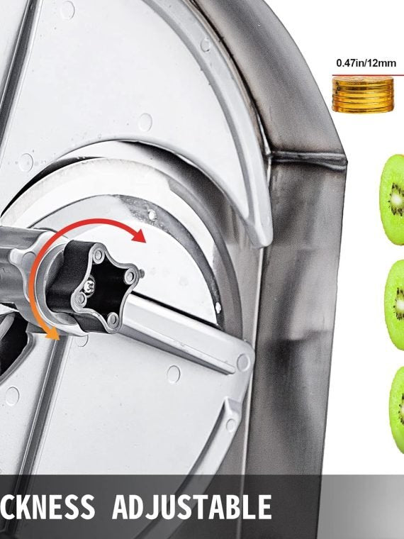 e51a175ec3f34957b5afcf80b8a4bfb3 Stainless Steel Commercial Vegetable Slicer, Adjustable 0.2-12mm Thickness, Manual Multifunctional Slicer for Fruits & Vegetables