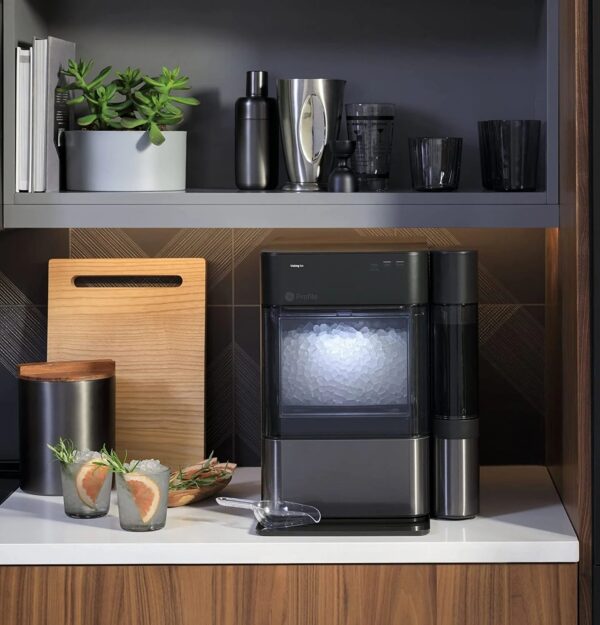 Countertop Nugget Ice Maker | Ice Machine with WiFi Connectivity | Smart Home Kitchen Essentials | Black Stainless