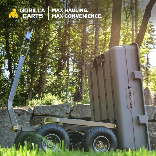 e579a51fdf644a0fa862ce924cbd95b7 Heavy Duty Poly Utility Dump Wagon Garden Cart w/Pneumatic Tires, 6 Cu Ft – 1200 lb Capacity Outdoor Wheelbarrow for Yard, Landscaping & Gardening, Lawn Tractor or ATV Towable-Gorilla Carts