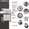 Burner Gas grill with side burner and enameled cast iron grille 42,000BTU outdoor cooking stainless steel propane grill Garden grill