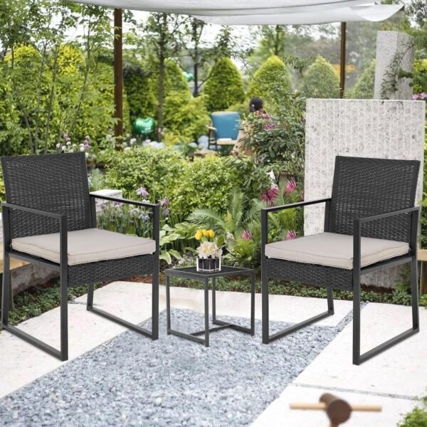 Patio Furniture Set 4 Pieces Outdoor Rattan Chair Wicker Sofa Garden Conversation Bistro Sets for Yard (Brown)