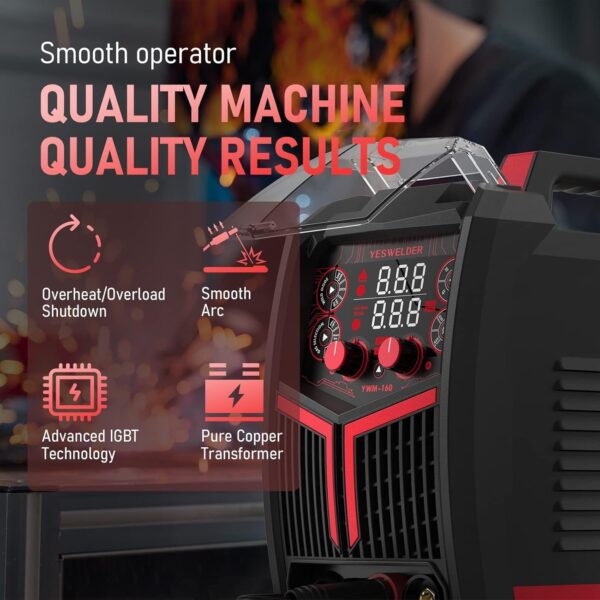 e617a9f91c9d40aeb2aed613d2110b91 135Amp MIG Welder,110V Flux Core Welder Flux MIG/Lift TIG/Stick 3-in-1 Large LED Digital Display Welding Machine IGBT Inverter Welder FLUX-135PRO