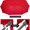 15ft Patio Umbrella with Solar Lights, Large Double Umbrella Outdoor, Rectangle 180”x106” Umbrellas with 156 PCS LED Lights and Crank Handle for Backyard Deck Pool Shade in Black(1.9′′ Pole)