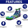 HeroKiddo 16′ Purple Tropical Lightweight Premium Commercial Grade Water Slide Inflatable with Attached Pool for Kids and Adults (with Blower), Wet Dry Use, Summer Fun