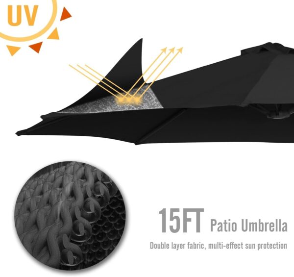 e6c772663ece4b08a2a6945b871790c0 15ft Patio Umbrella with Solar Lights, Large Double Umbrella Outdoor, Rectangle 180”x106” Umbrellas with 156 PCS LED Lights and Crank Handle for Backyard Deck Pool Shade in Black(1.9′′ Pole)