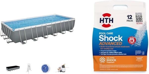 Bestway Oval Above Ground Pool Set (10′ x 6’7′′ x 33′′)| Includes Filter Pump & ChemConnect Dispenser
