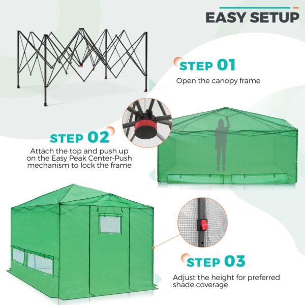 e6e213ad2fb94d038c7a54346707d361 EAGLE PEAK 6×4 Portable Walk-in Greenhouse, Pop-up Indoor Outdoor Garden Green House, Zippered Door and Windows, PE Cover, White