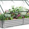 Land Guard 6x3x1ft Galvanized Raised Garden Bed with Waterproof Cover Small Mini Portable Antifreeze Greenhouse Kit for Metal Planter Box with 2 Huge Roll-up Zipper Door Window