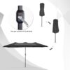 15ft Patio Umbrella with Solar Lights, Large Double Umbrella Outdoor, Rectangle 180”x106” Umbrellas with 156 PCS LED Lights and Crank Handle for Backyard Deck Pool Shade in Black(1.9′′ Pole)
