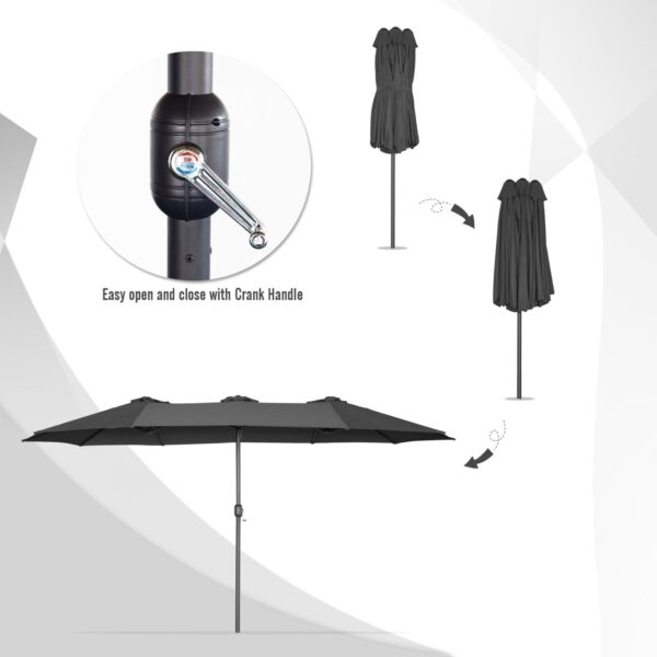 e6ea3b7db1ad40ffadf399f4e0aa3284 15ft Patio Umbrella with Solar Lights, Large Double Umbrella Outdoor, Rectangle 180”x106” Umbrellas with 156 PCS LED Lights and Crank Handle for Backyard Deck Pool Shade in Black(1.9′′ Pole)