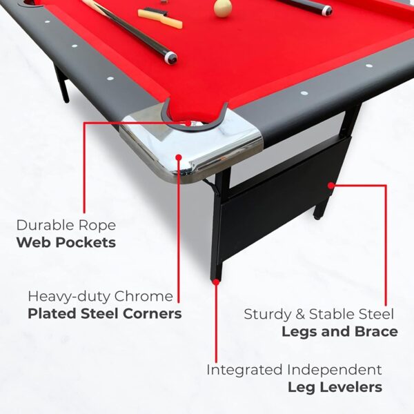 e6f2989768904267bbede2e63fa20841 Hathaway Fairmont 6 Ft Portable Pool Table, Adults Folding Billiards Tables for Game Room with Easy Foldable Storage, Includes Full Set of Billiard Balls, Cues, Chalk & Brush