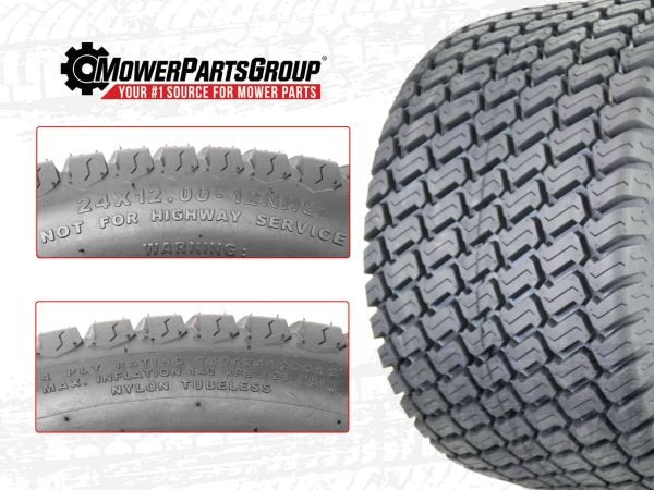 e71a6604c2944902b1bcf85314f69746 (2) OTR 24 12.00-12 Grassmaster 4 Ply Tires for Zero Turn Mowers