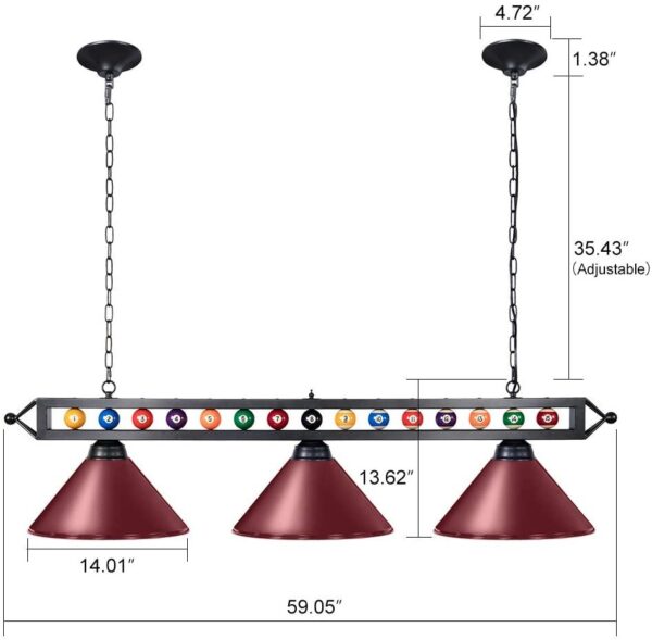 Billiard Light for Pool Table,59” Pool Table Lighting for 7′ 8′ 9′ Table