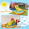 Bounce House Inflatable Water Slide for Kids, Water Park With Splash Pool, Double Cannon, 2 Climbing Walls, Obstacles, Blow Up Jumping Castle With Blower