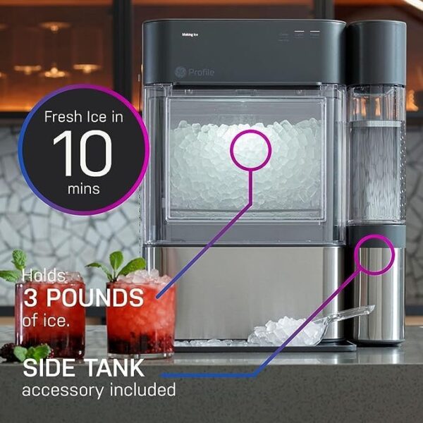 GE Profile Opal 2.0, pellet ice maker with WiFi and smart connectivity, chewable and breakable countertop ice maker, 38 pounds 24 hours